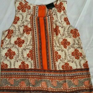 Cynthia Rowley Orange and Cream Patterned Blouse